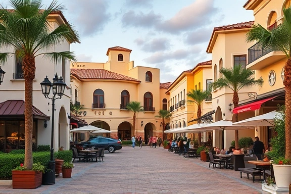 Ave Maria town center with Mediterranean architecture